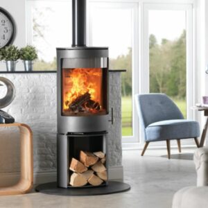 PVR Cylinder stove on log stores